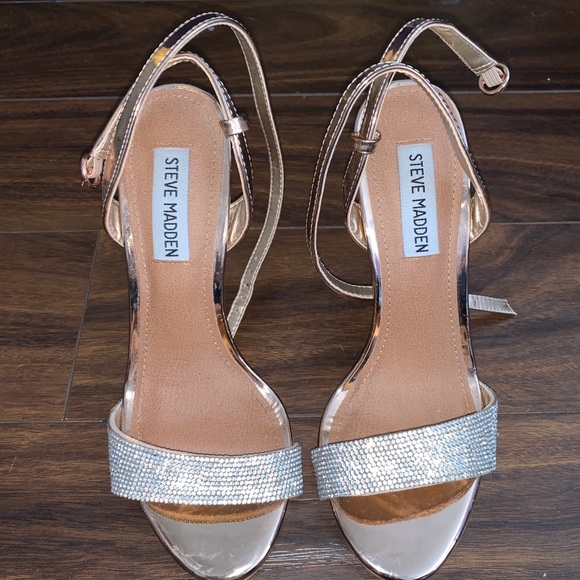 SOLD Steve Madden Rose Gold Open Toed Heels - Picture 1 of 2